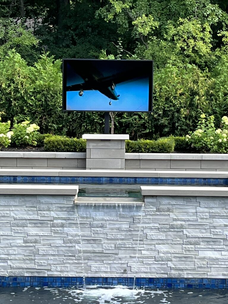 Tv i installed by a pool