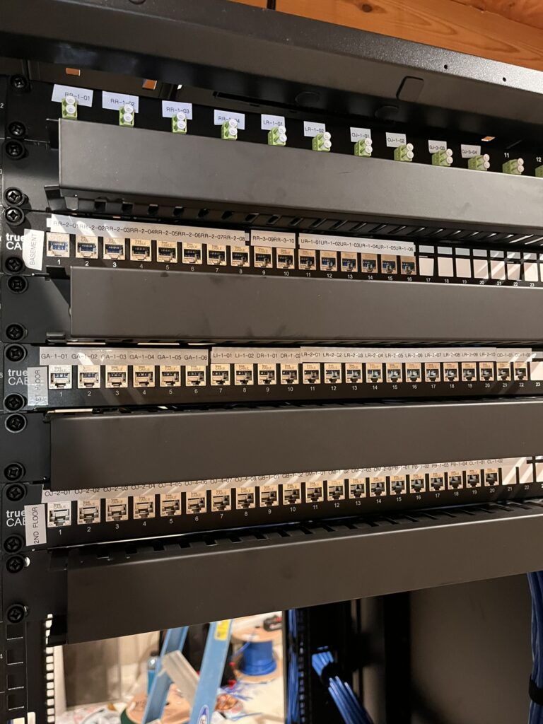 Patch Panels I installed including fiber and Cat 6a shielded
